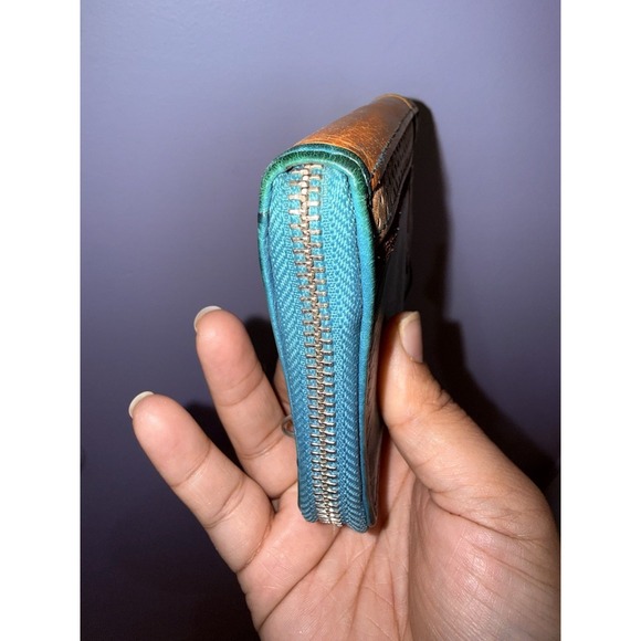 Fossil Birdhouse Wallet Teal Green Snap Button Credit Cards Bill Coins ID L - Picture 7 of 7